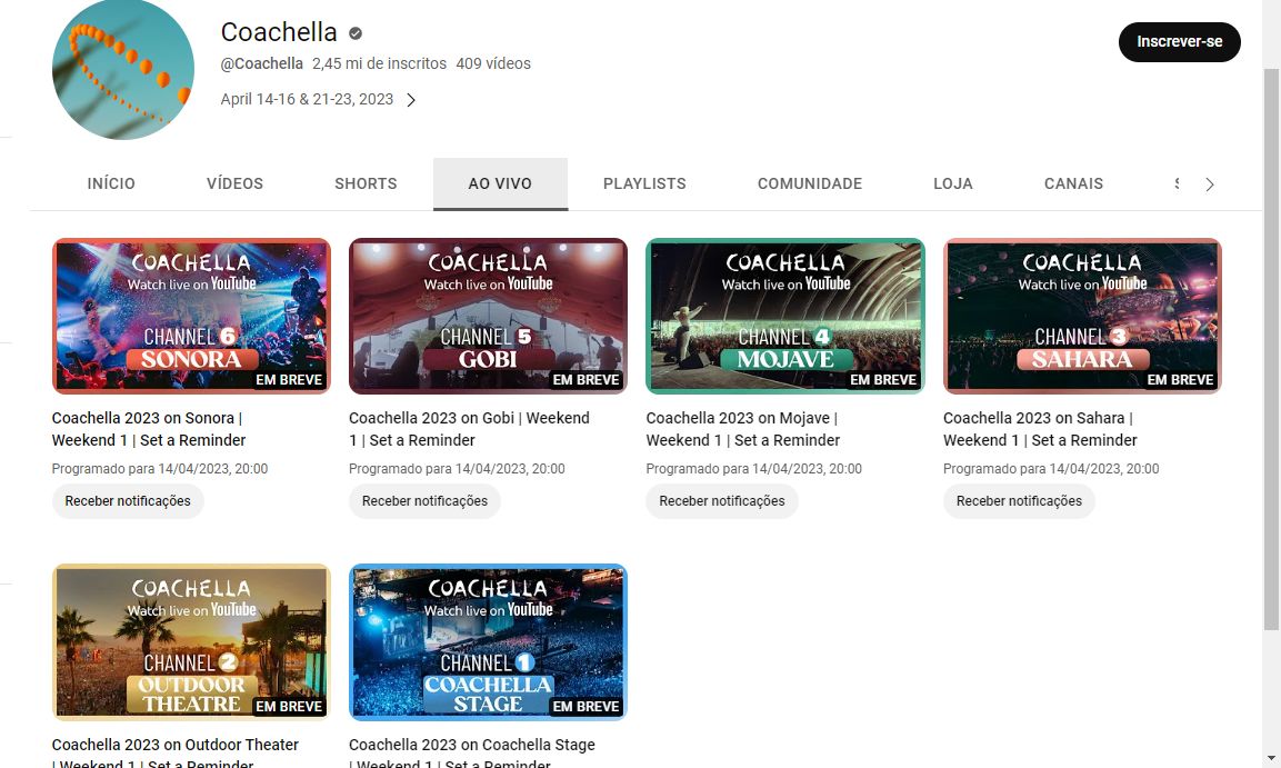 Toso os shows do Coachella 2023 serão transmitidos ao vivo 