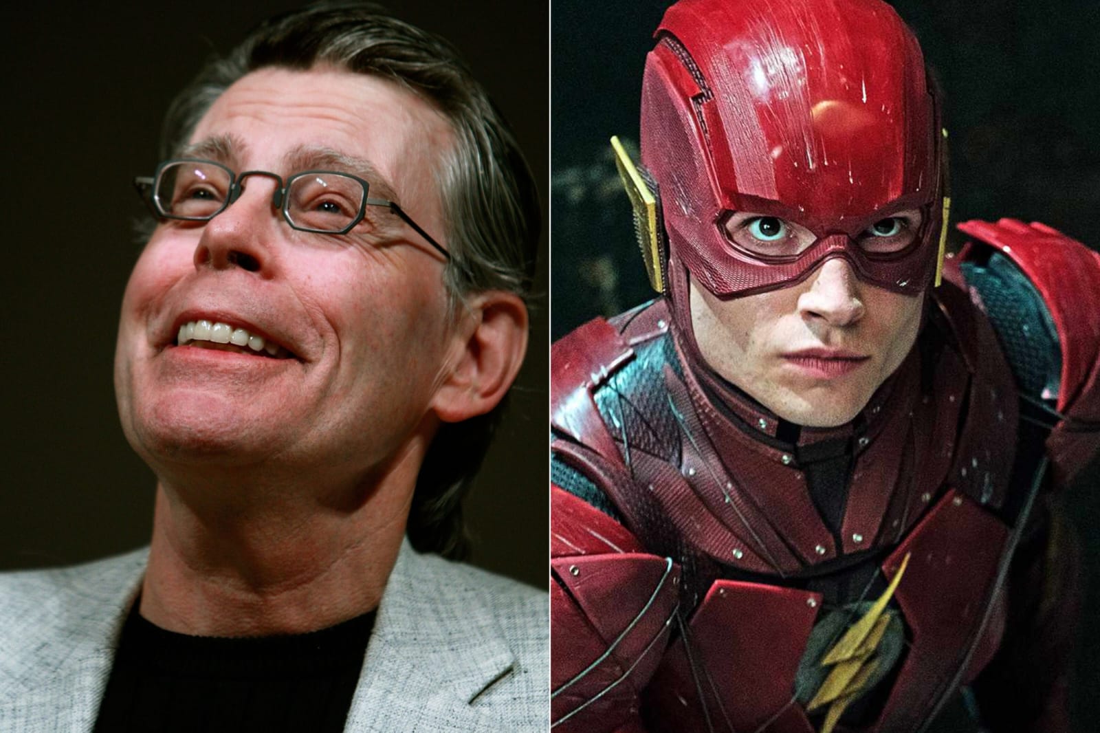 Stephen King e Ezra Miller como The Flash (Getty Images/Reprodução)