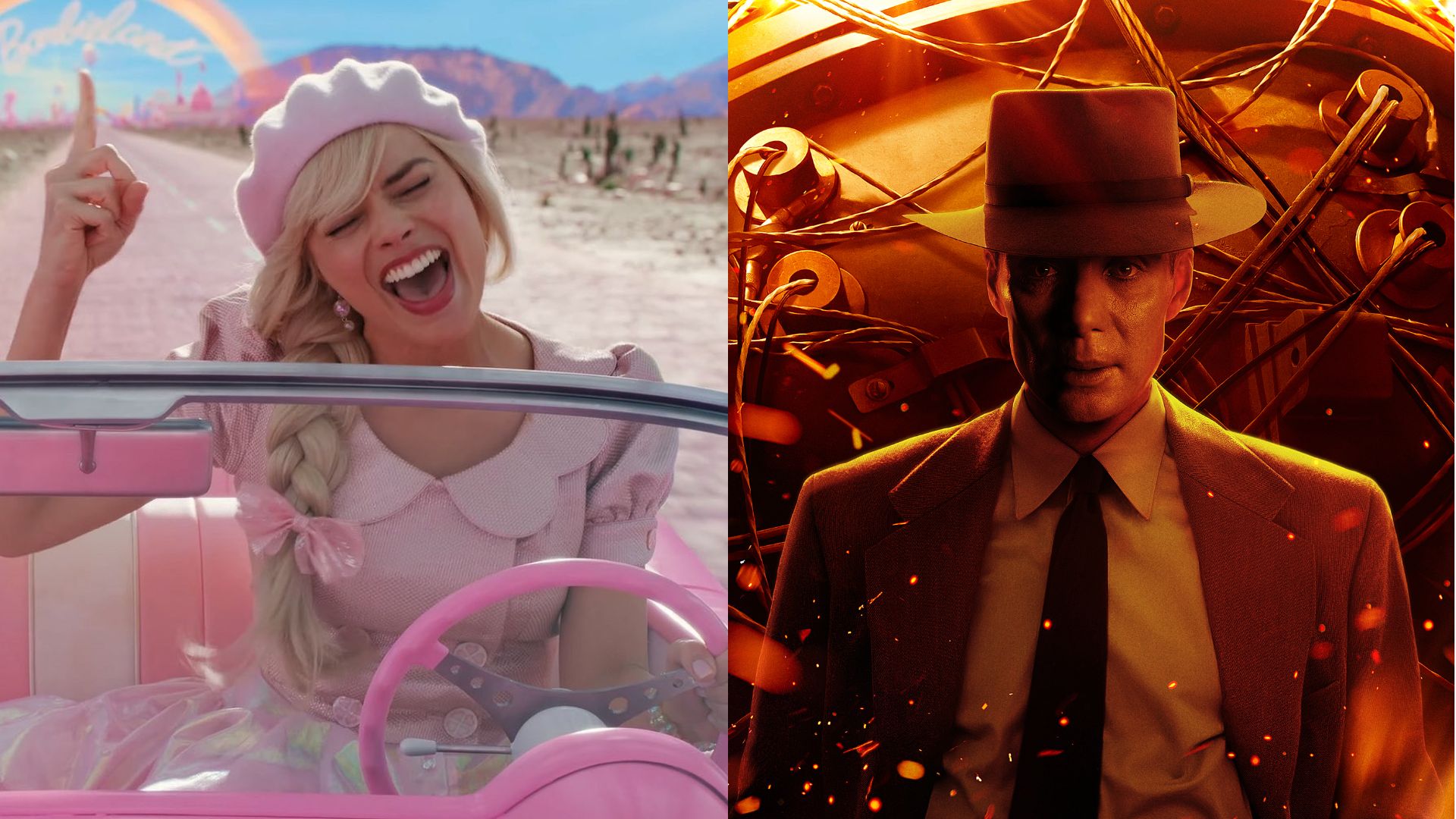 Margot Robbie como Barbie (Foto: Reprodução/Warner Bros.) e Cillian Murphy como J. Robert Oppenheimer (Foto: Divulgação)