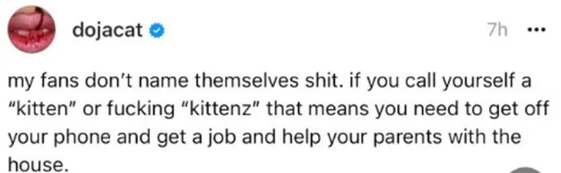 Mensagem de Doja Cat no Threads (Reprodução)