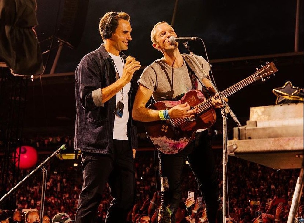 Roger Federer participa de show do Coldplay (Foto: Reprodução GE)