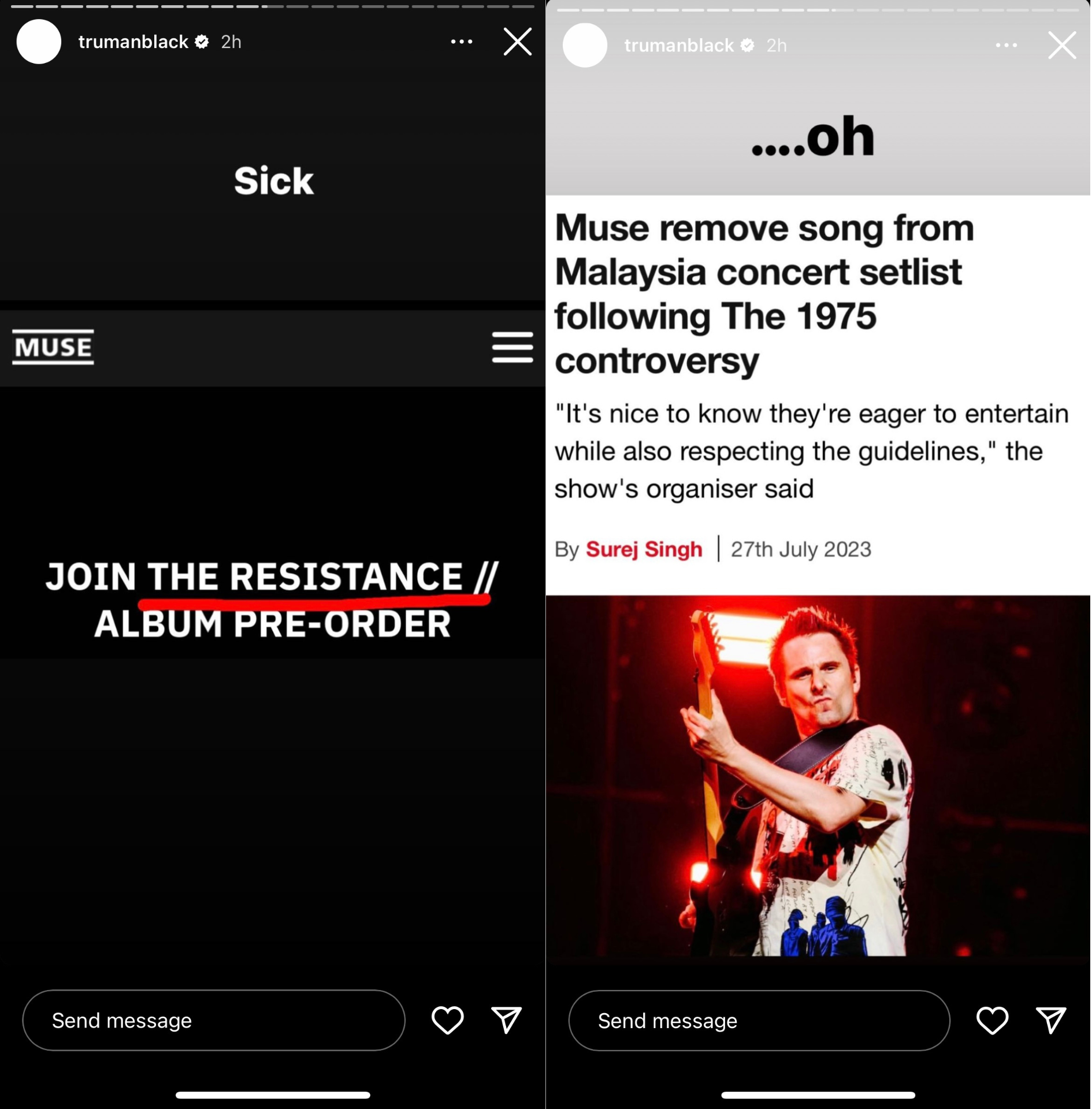 Matty Healy alfineta Muse (Reprodução)