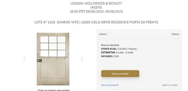 Porta da casa onde Sharon Tate foi assassinada vai a leilão