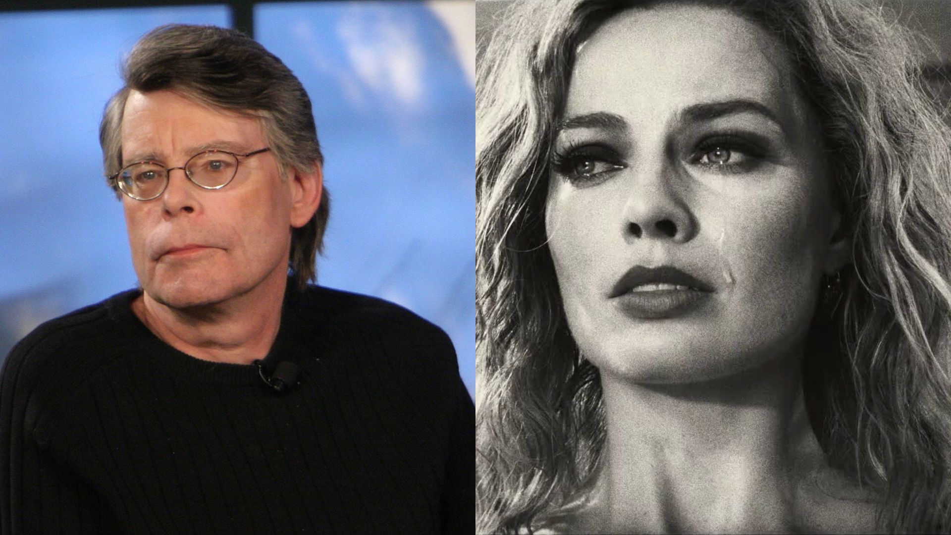 Stephen King (Foto: Thos Robinson/Getty Images) e Margot Robbie em Babilônia (Foto: Reprodução/Paramount Pictures)