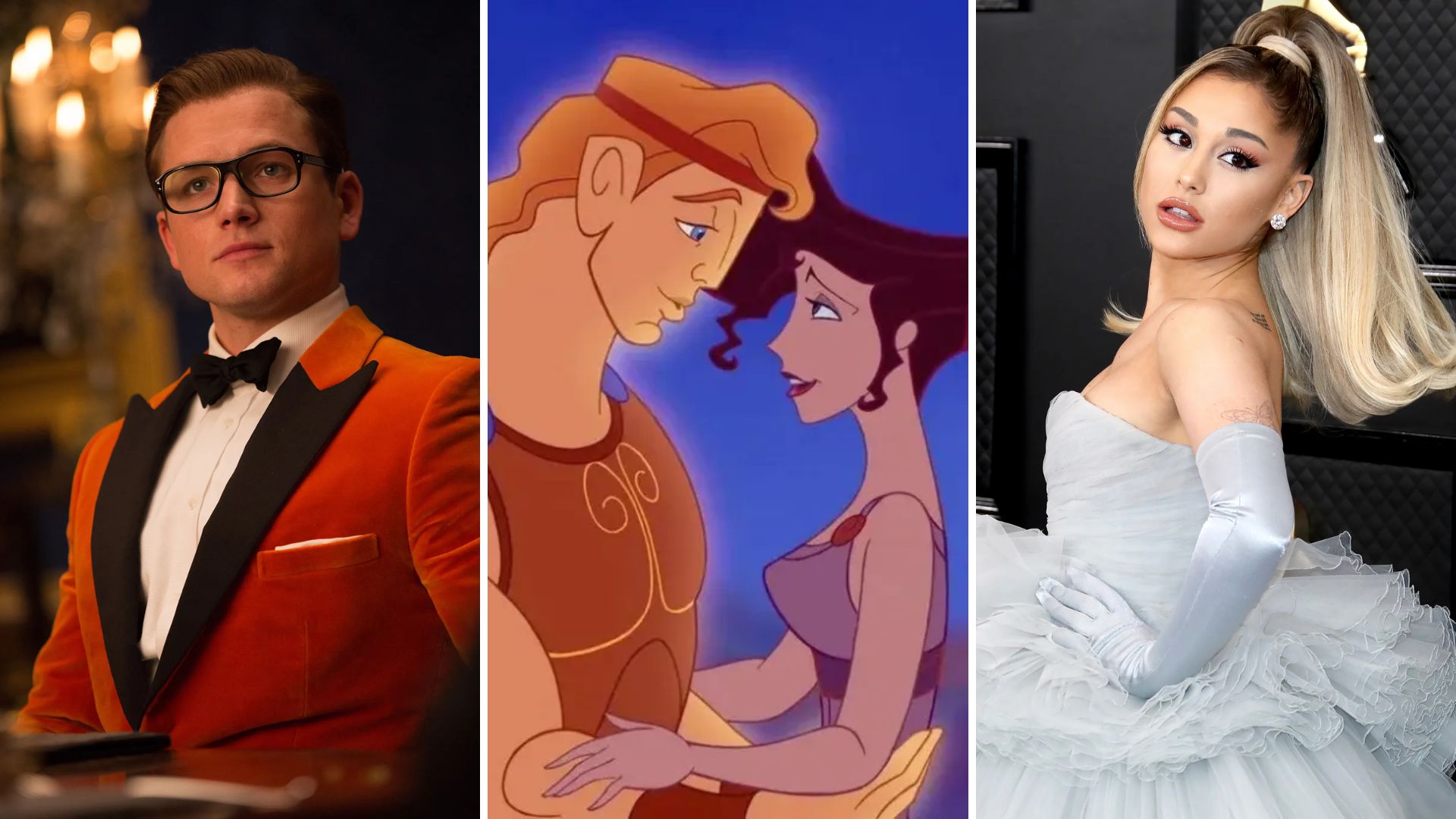 Taron Egerton em 'Kingsman: O Círculo Dourado' (Foto: TSG Entertainment) e Ariana Grande (Foto: Matt Baron / Shuttershock)