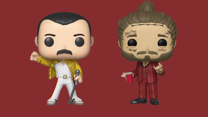 Post Malone, Freddie Mercury, Kurt Cobain e outros bonecos de grandes astros da música