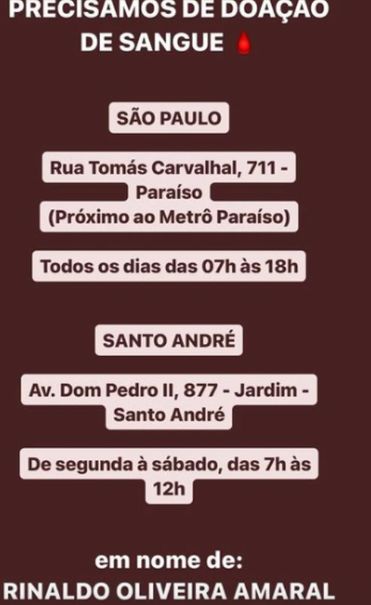 Filha de Mingau, do Ultraje a Rigor, pede doações de sangue para o pai (Foto: reprodução)