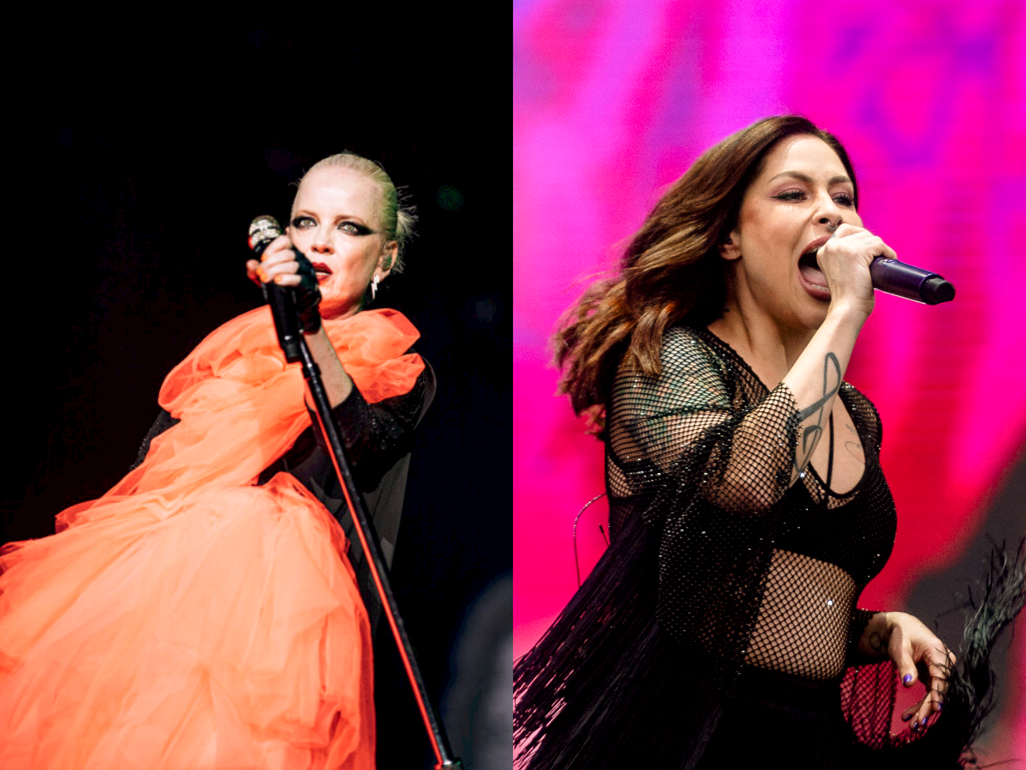 Shirley Manson, do Garbage, e Pitty (Anna Karr e Alex Woloch/Divulgação)