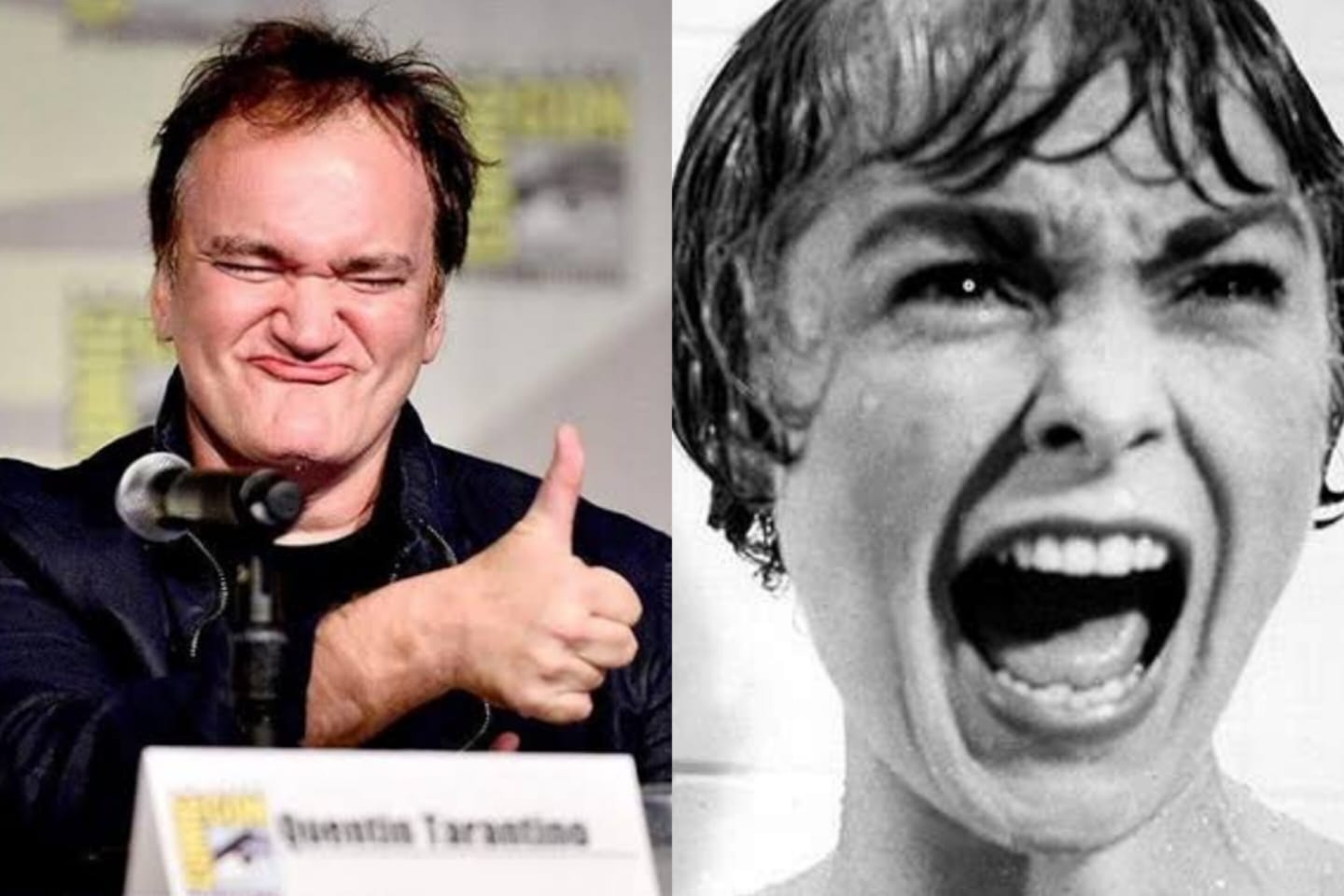 Quentin Tarantino e cena do 'Psicose' original (Reprodução)