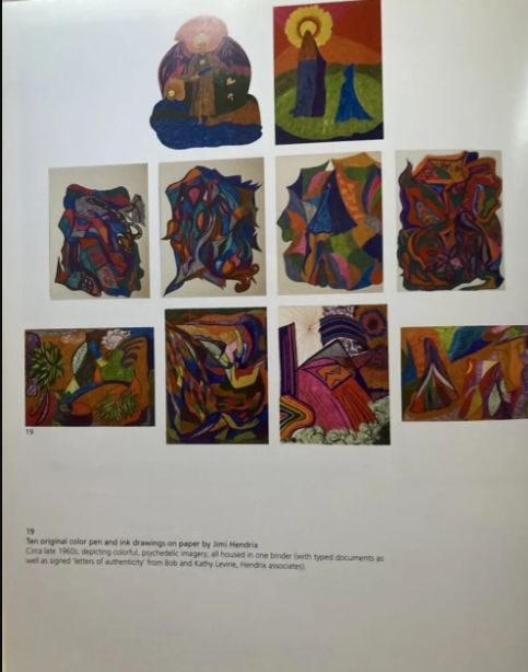 Desenhos de Jimmi Hendrix criado em 1960 (Foto: Moments in Time)