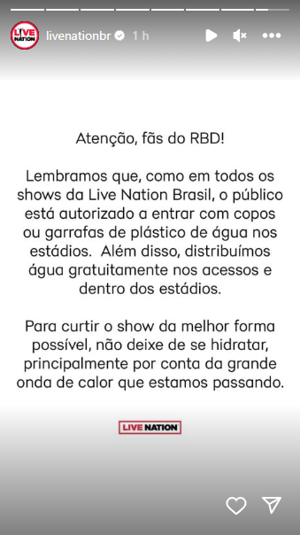 Live Nation Brasil via Instagram Story