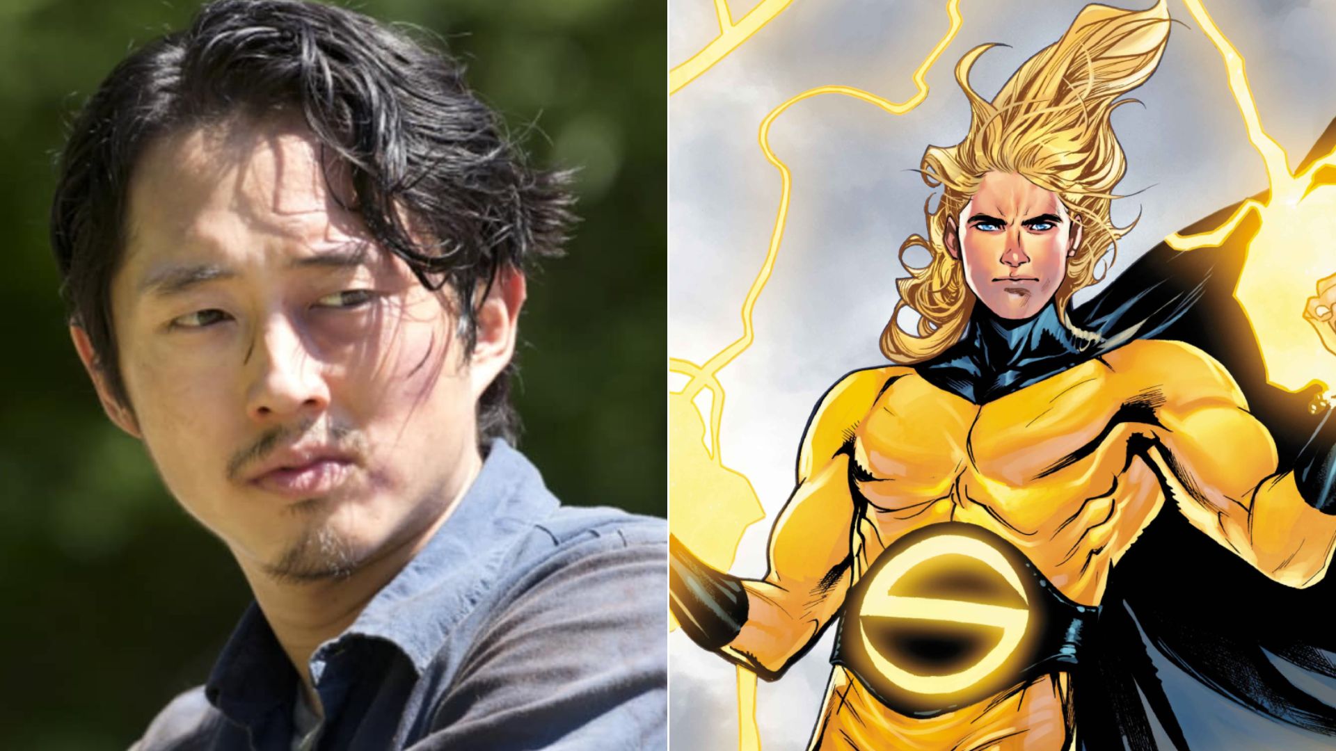 Steven Yeun, de The Walking Dead, interpretará o Sentinela em Thunderbolts, novo filme da Marvel (Foto: Reprodução/AMC/Marvel Comics)