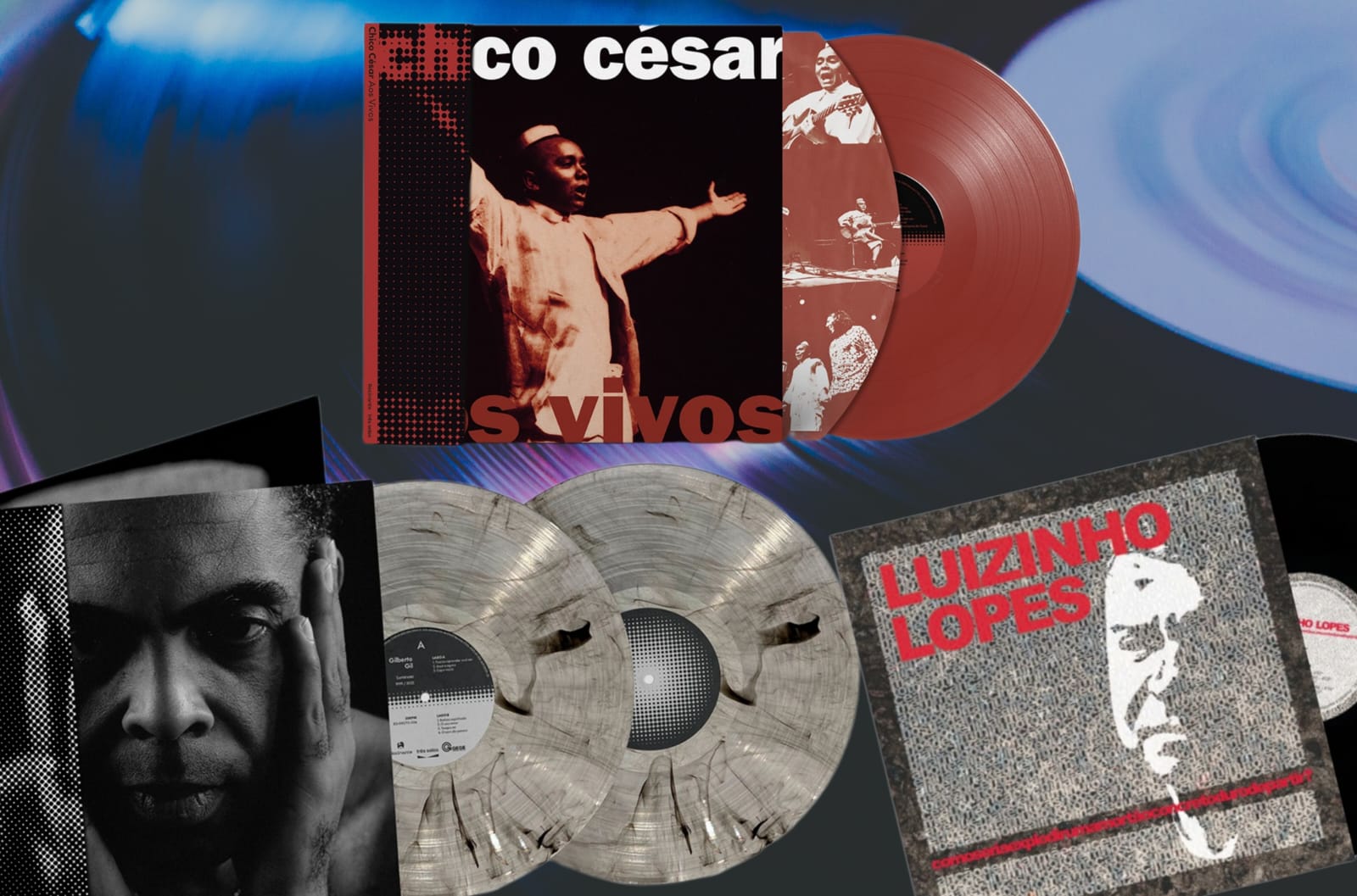 Chico César, Gilberto Gil e Luizinho Lopes: três discos com lançamentos em vinil (Divulgação/Guillaume TECHER, Unsplash)