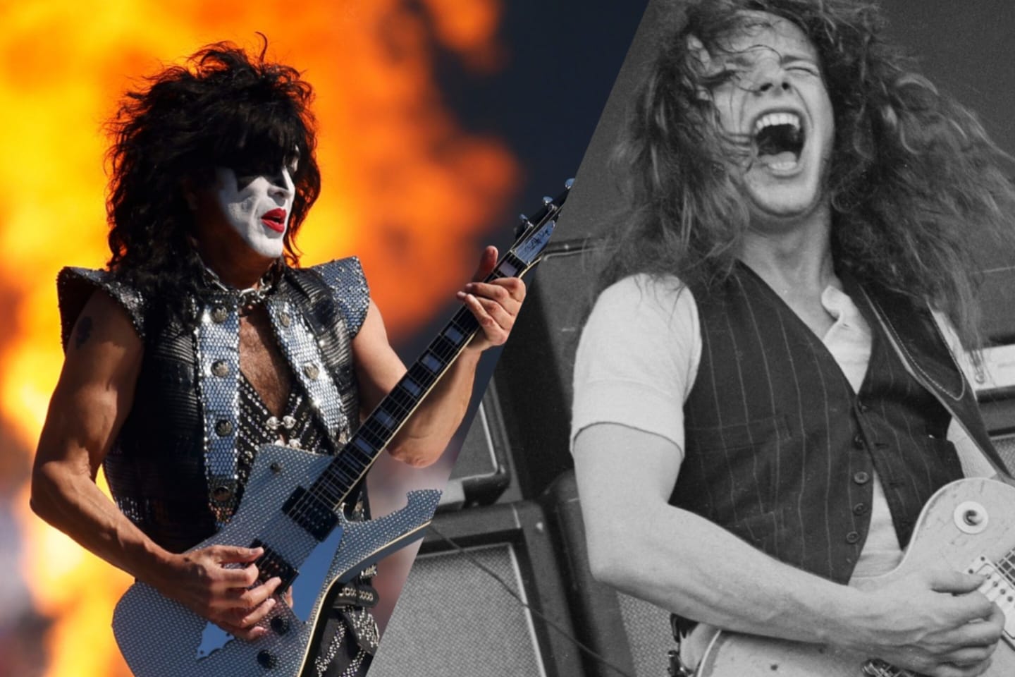 Paul Stanley, do Kiss, e Paul Kossoff, do Free (Foto: Daniel Pockett / Getty Images)