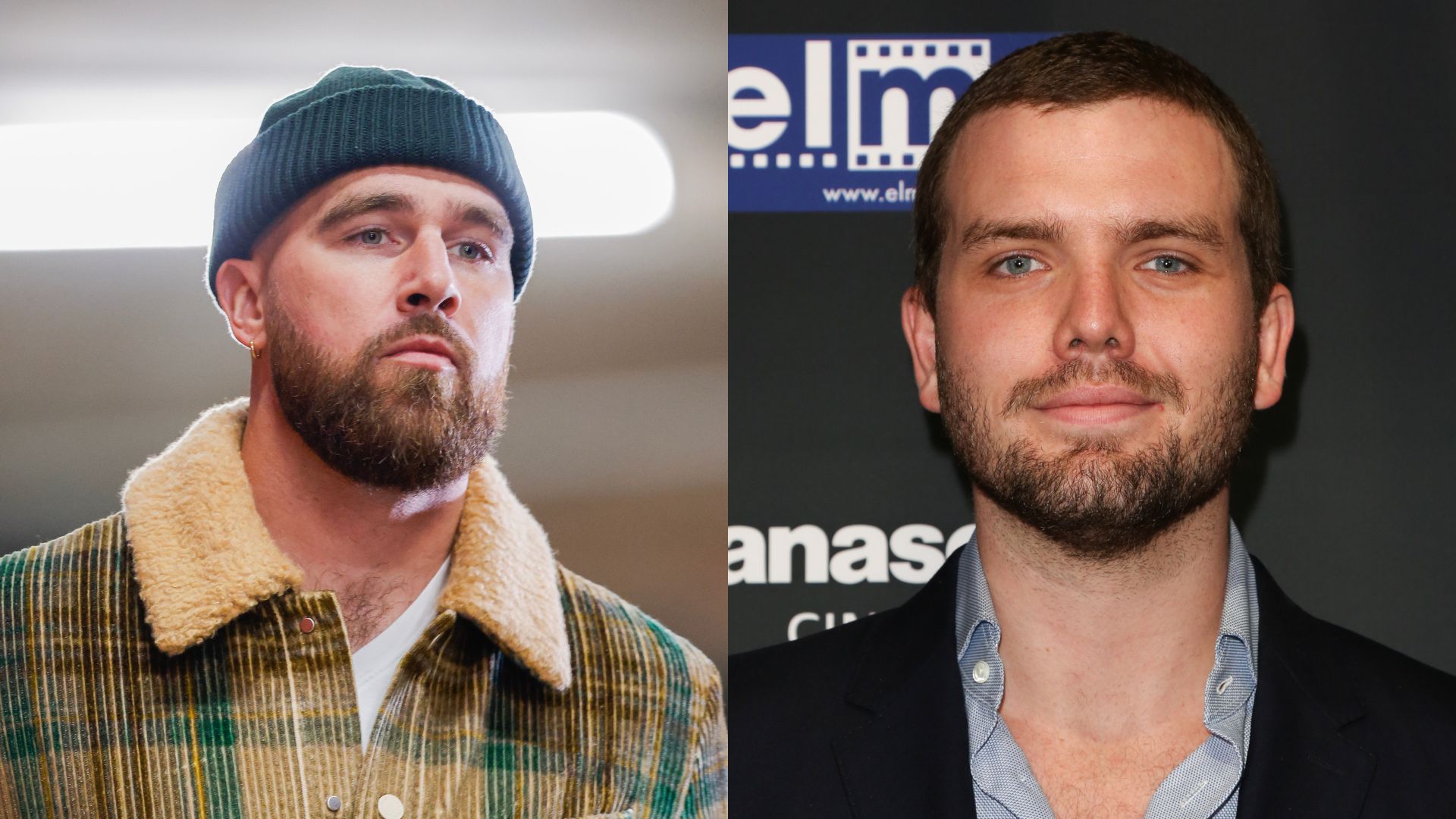 Travis Kelce (Foto: David Eulitt/Getty Images) | Austin Swift (Foto: Paul Archuleta/Getty Images)