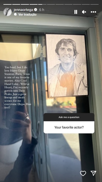 Jenna Ortega revela ator favorito dela