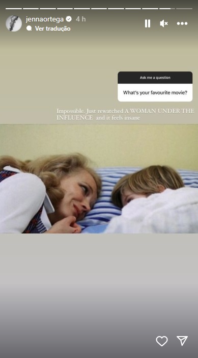 Jenna Ortega revela filme favorito dela