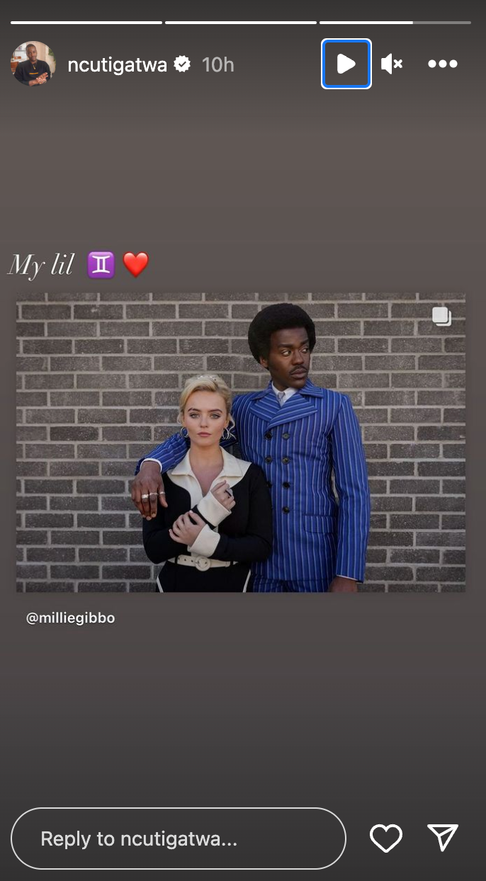 Ncuti Gatwa se declara para a sua colega de Doctor Who, Millie Gibson (Foto: Reprodução/Instagram)