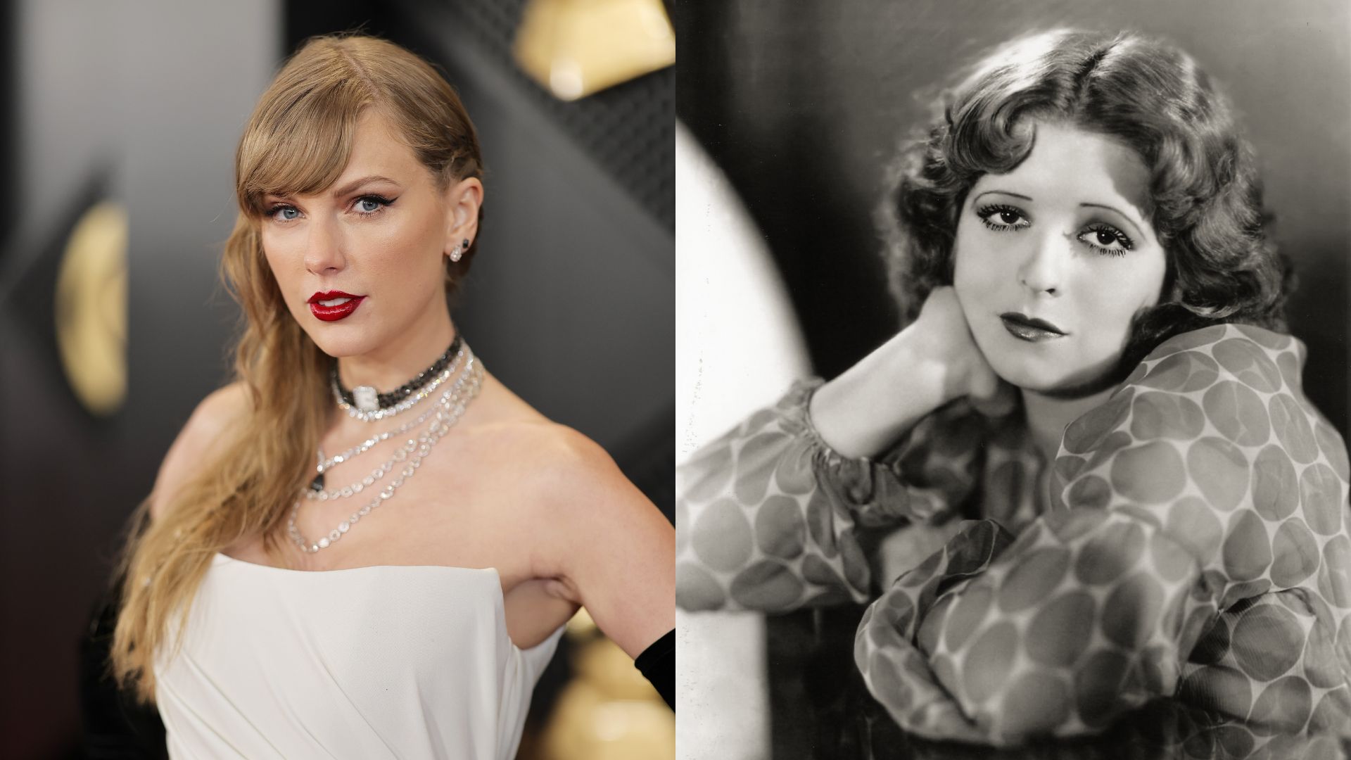 Taylor Swift (Foto: Neilson Barnard/Getty Images) | Clara Bow (Foto: D.D.Teoli Jr.)