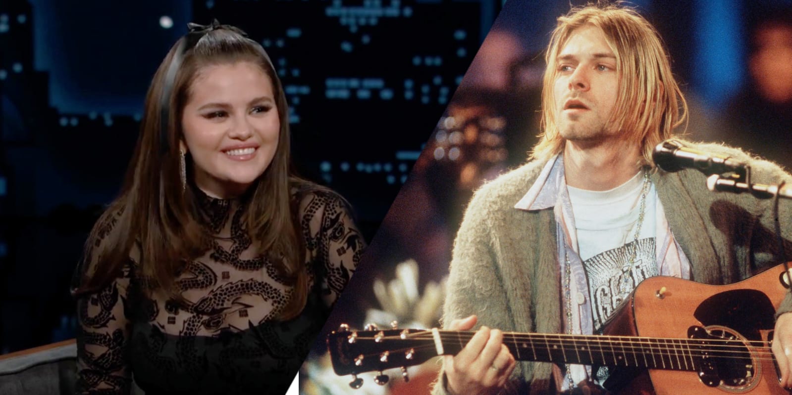 Selena Gomez e Kurt Cobain (Reprodução/Getty Images)