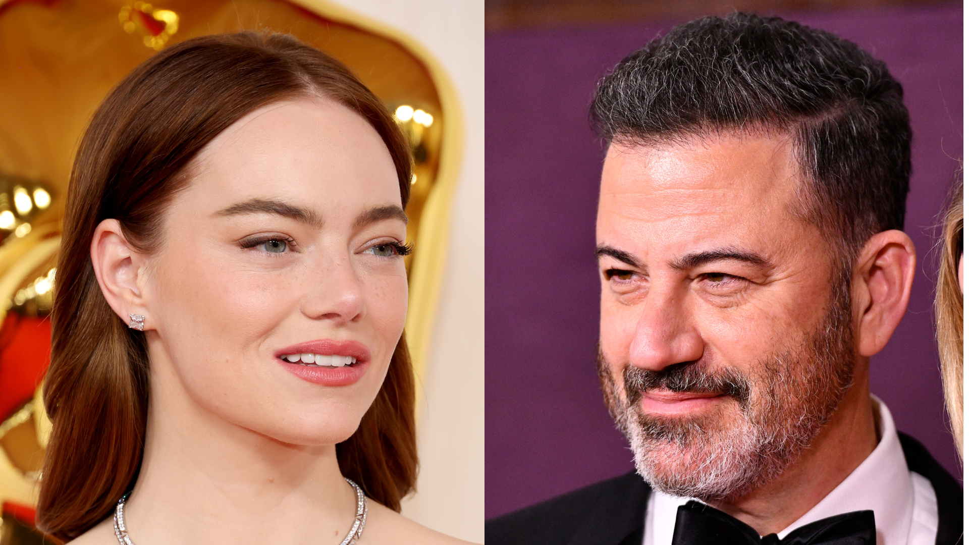 Emma Stone (Foto: Mike Coppola/Getty Images) | Jimmy Kimmel (Foto: Jerod Harris/Getty Images)