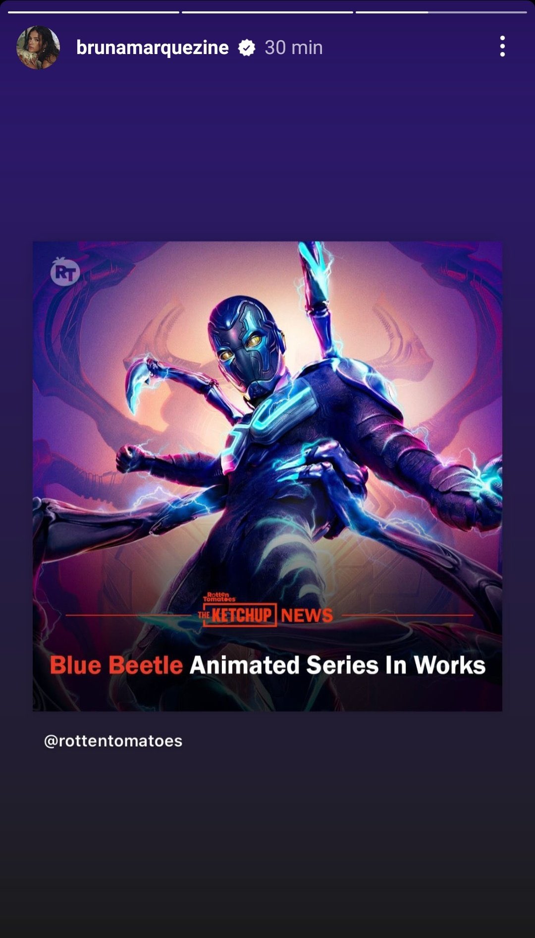 Bruna Marquezine deu a entender que estará na série animada de Besouro Azul (Foto: Reprodução/Instagram)