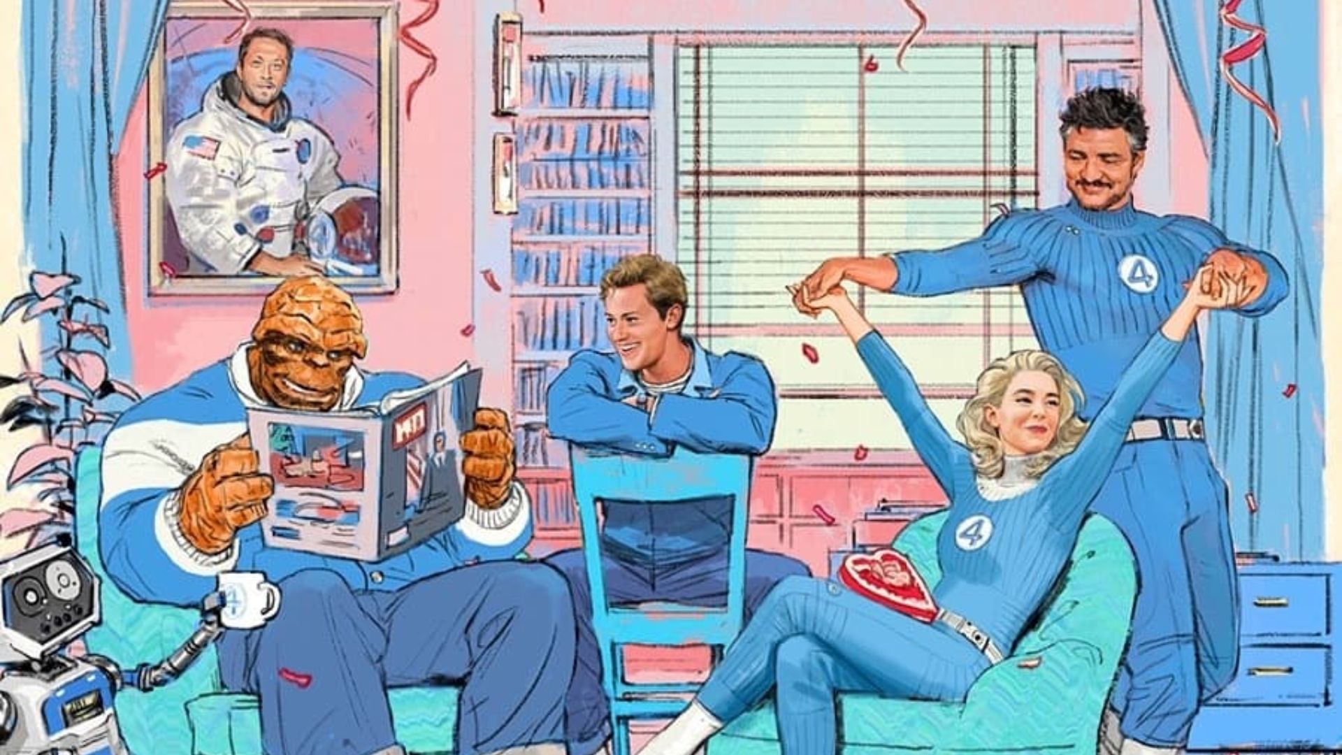 Pedro Pascal se reúne com elenco de Quarteto Fantástico em 1ª foto dos bastidores do novo filme da Marvel