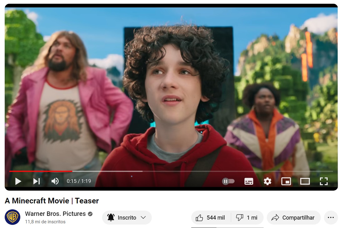 Trailer de Um Filme Minecraft supera a marca de 1 milhão de dislikes no YouTube (Foto: Reprodução)