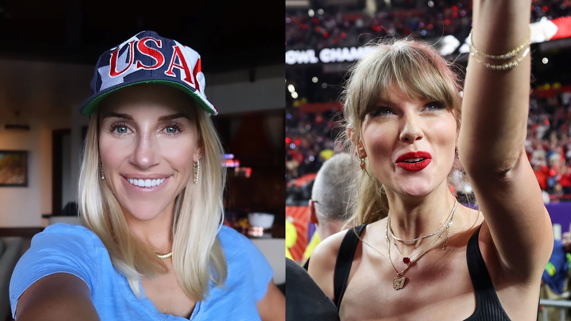 Kelly Stafford (Foto: Reprodução/Instagram) | Taylor Swift (Foto: Perry Knotts/Getty Images)