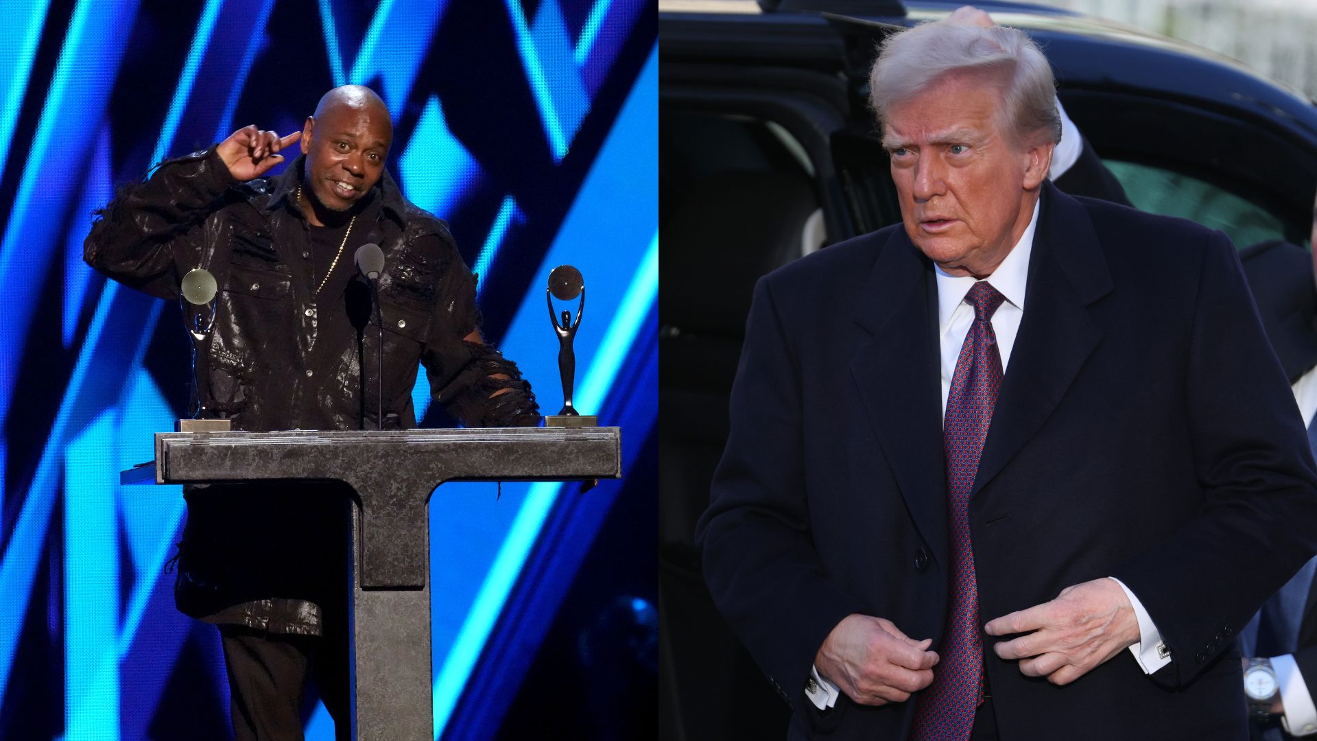 Dave Chappelle (Foto: Jeff Kravitz/FilmMagic) e Donald Trump (Foto: Scott Olson/Getty Images)