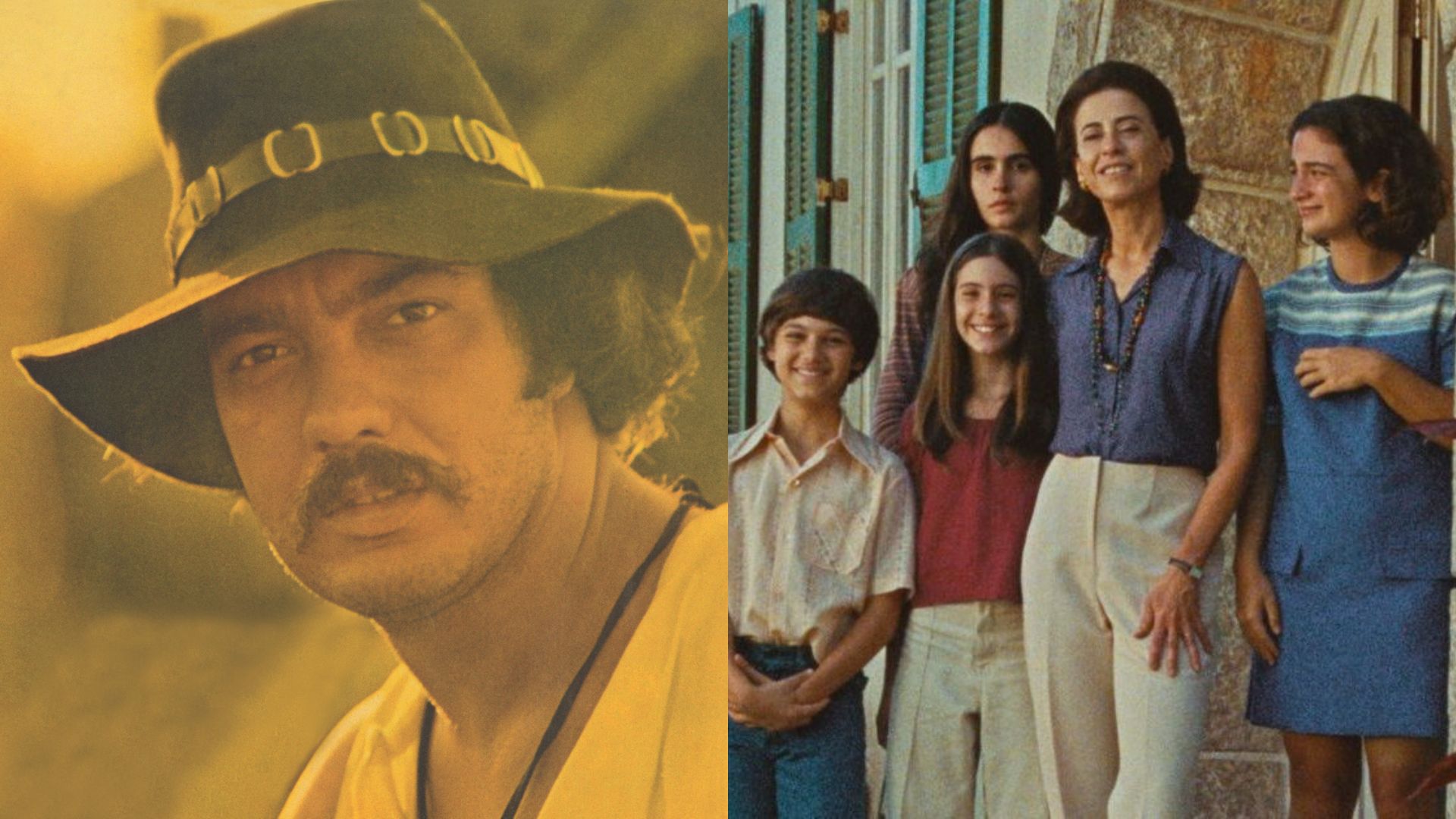 Capa de Carlos, Erasmo e cena de Ainda Estou Aqui (Fotos: Divulgação)