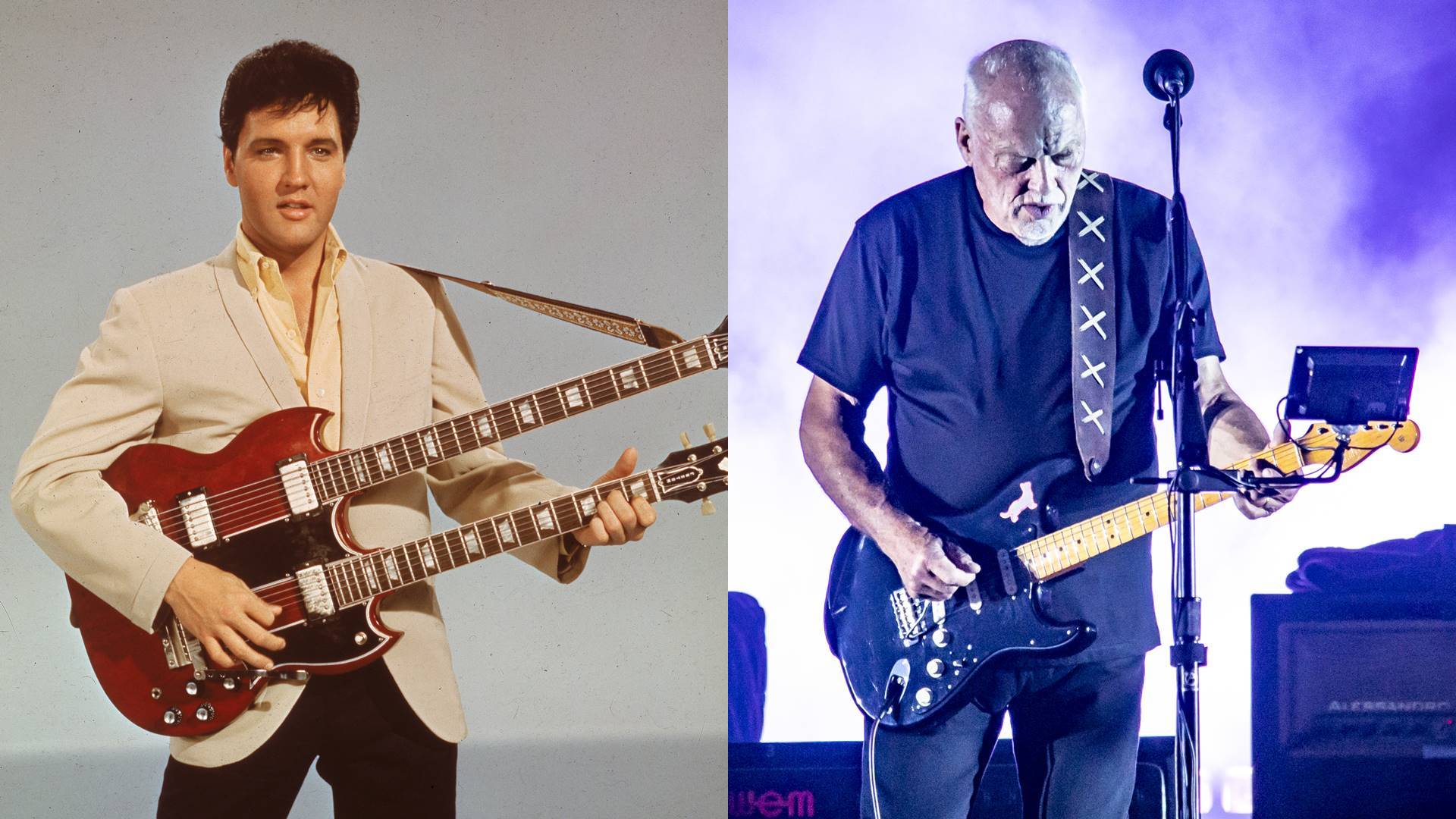 Elvis Presley e David Gilmour (Fotos: Hulton Archive e Francesco Prandoni / Getty Images)