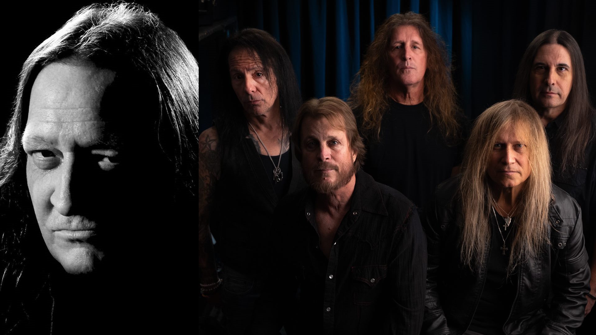 Jon Oliva (esq.) e a formação atual do Savatage