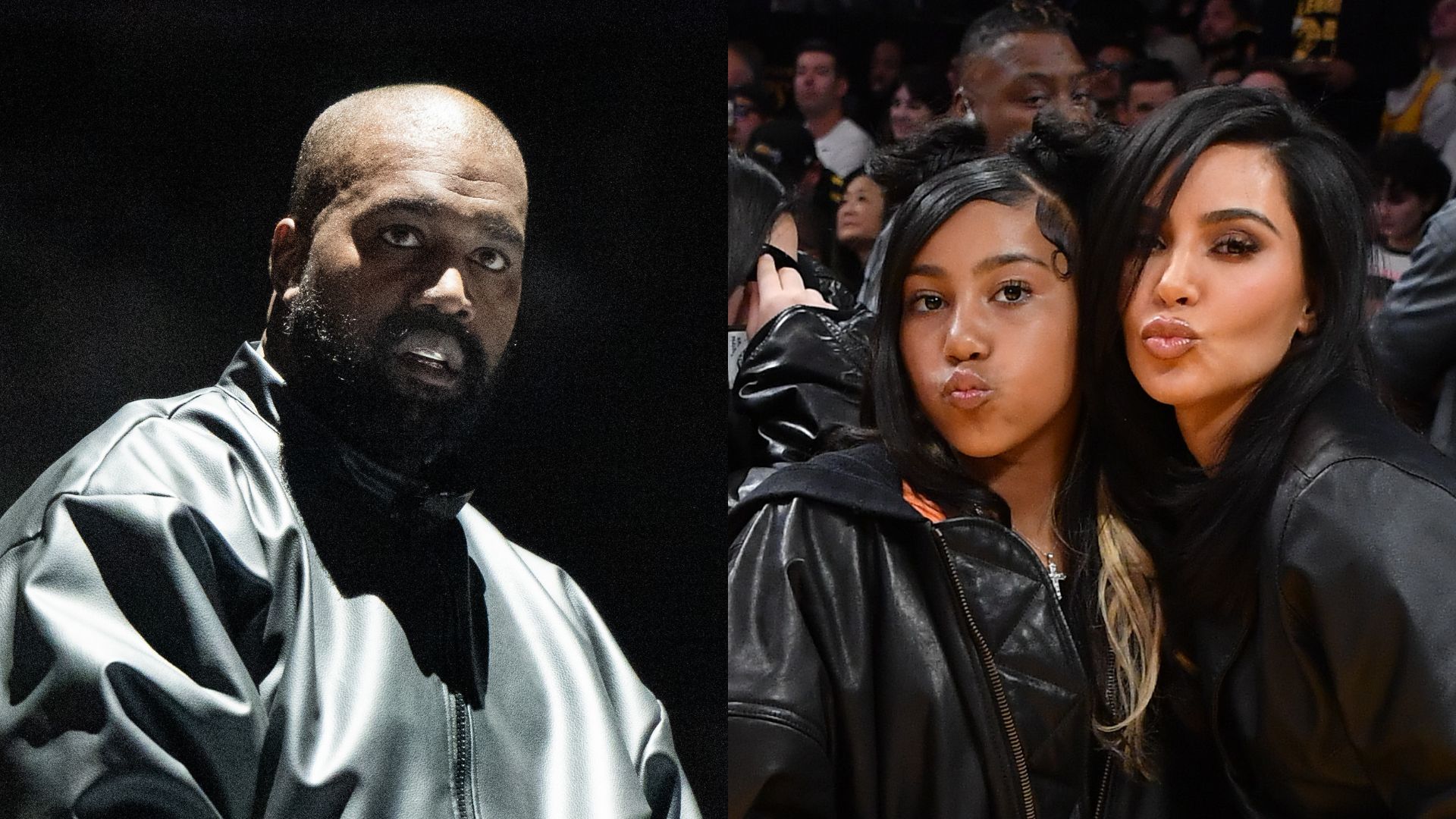 Kanye West (Foto: Scott Dudelson/Getty Images) | North West e Kim Kardashian (Foto: Allen Berezovsky/Getty Images)