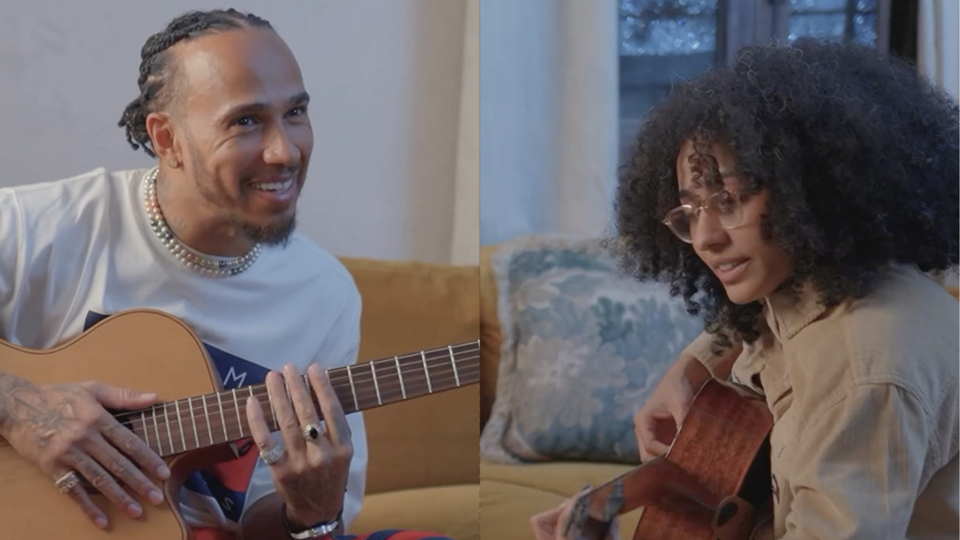 Lewis Hamilton e Lay, da banda Tuyo (Foto: Reprodução)