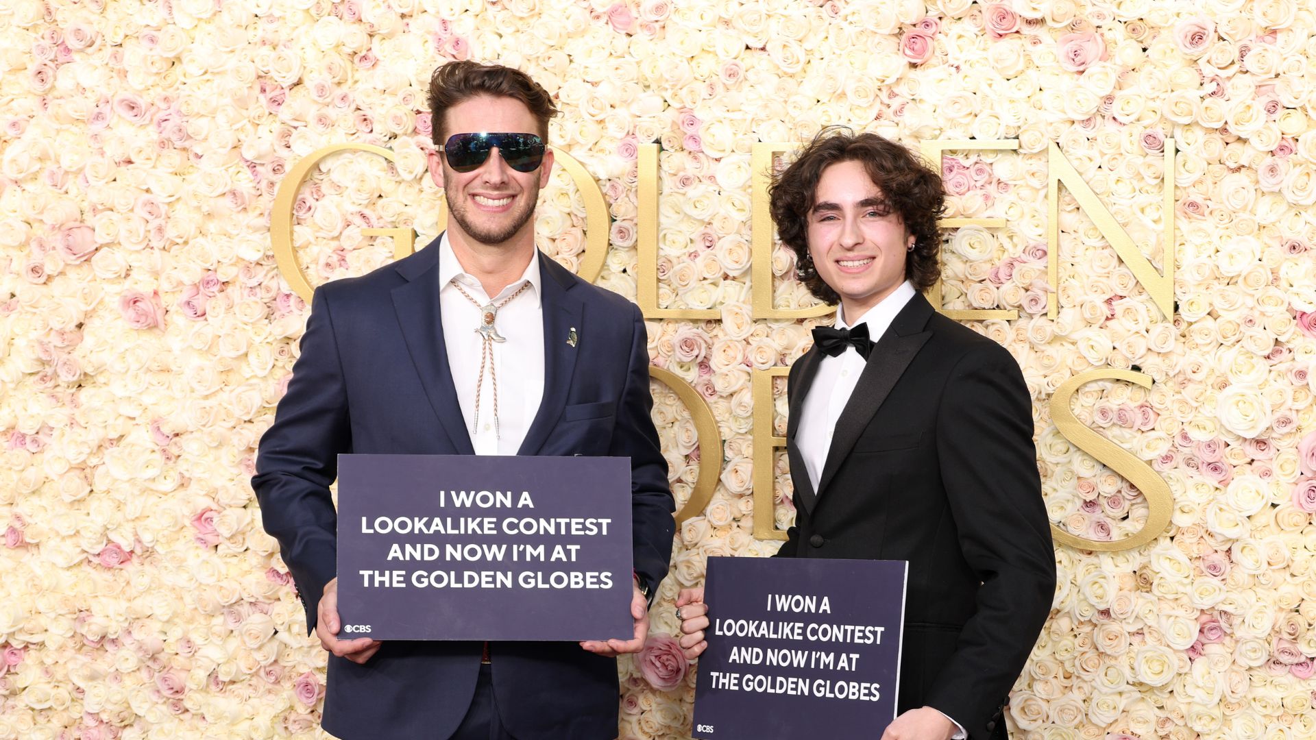Max Braunstein e Miles Mitchell no Globo de Ouro 2025 (Foto: Matt Winkelmeyer/WireImage)