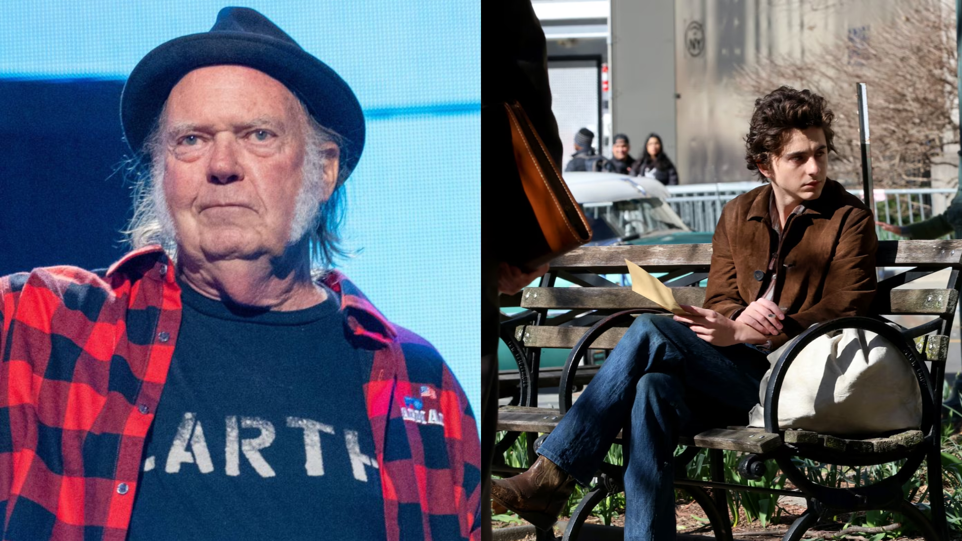 Neil Young e Timothee Chalamet | Foto: Gary Miller/Gotham/GC Images/Getty