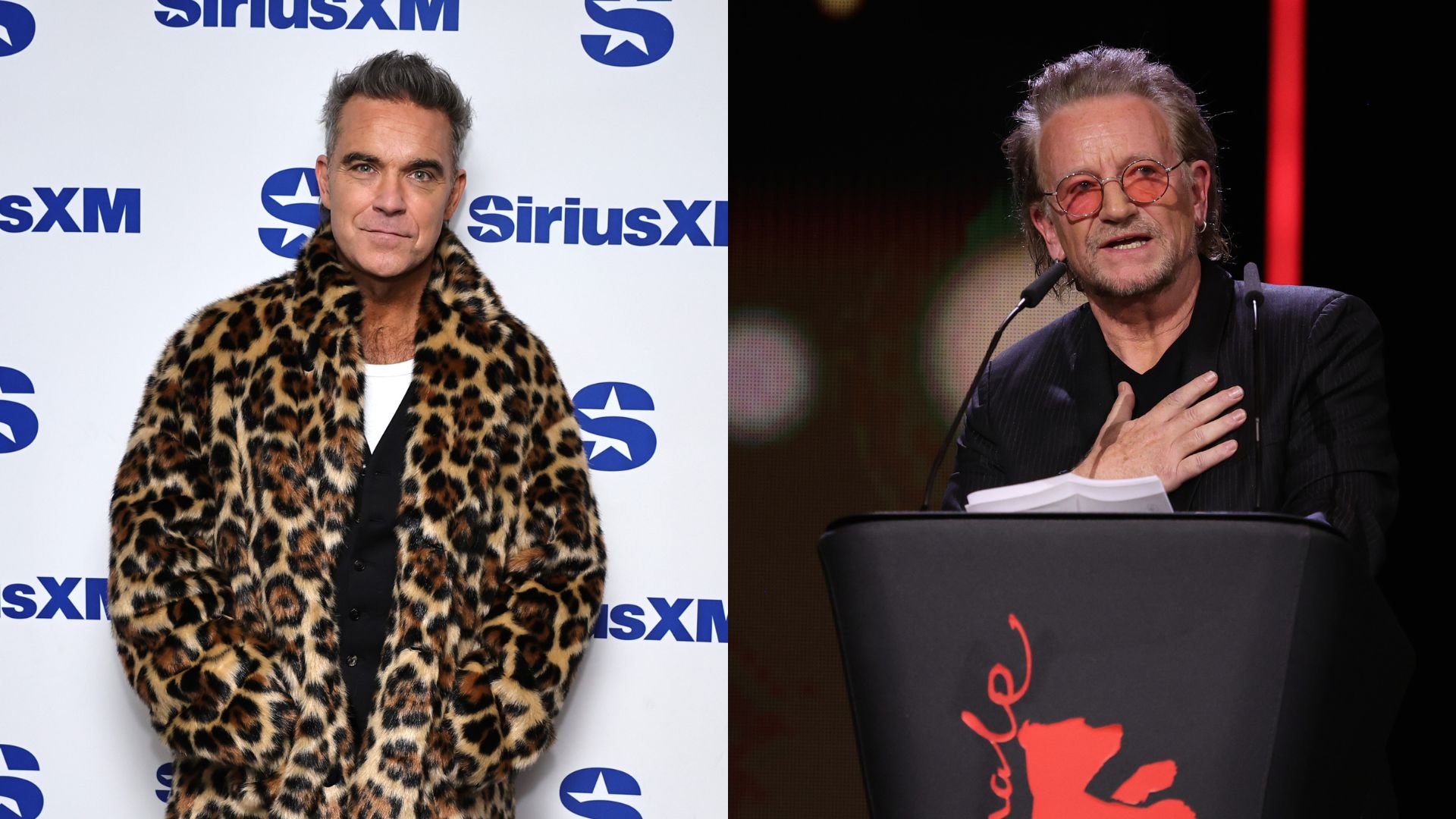 Robbie Williams (Foto: Theo Wargo/Getty Images) e Bono (Foto: Andreas Rentz/Getty Images)
