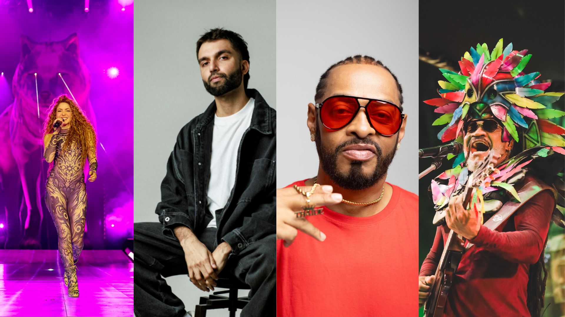 Shakira (Photo by Kevin Mazur/Getty Images for Live Nation), Silva (Foto: Jorge Bispo), Thaíde (Foto: Jardel Rodriguez) e  Carlinhos Brown (Foto: Lucas Leawry)