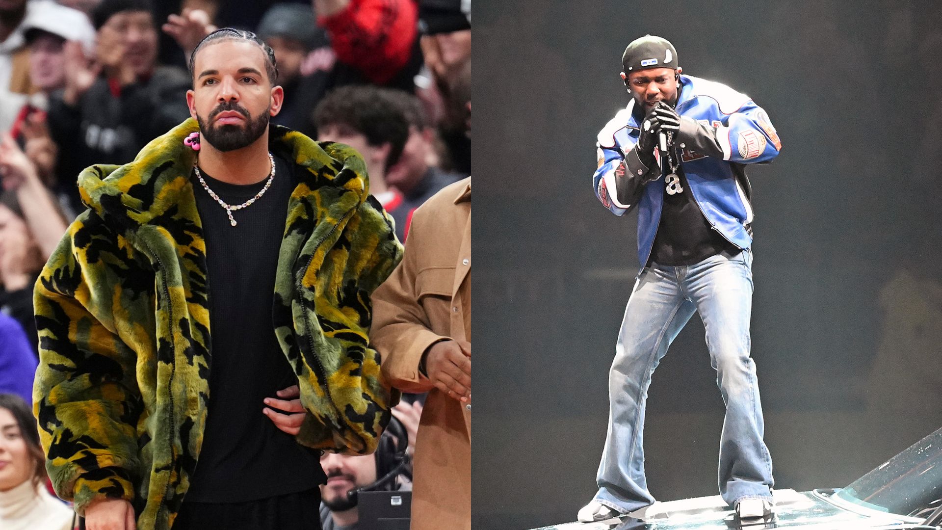 Drake (Foto: Mark Blinch/Getty Images) e Kendrick Lamar (Foto: Focus on Sport/Getty Images)