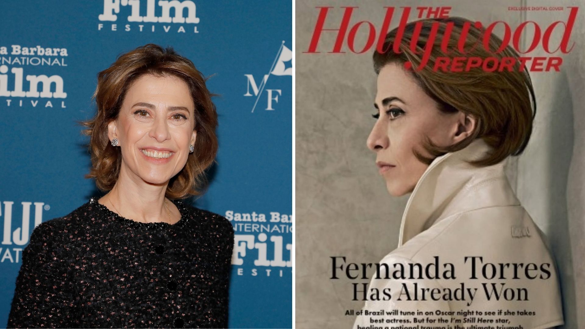 Fernanda Torres (Foto: Tibrina Hobson/Getty Images e Reprodução/The Hollywood Reporter)