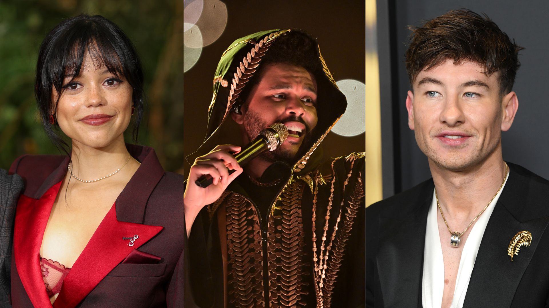 Jenna Ortega (Foto: Mike Marsland/WireImage) | The Weeknd (Foto: Pedro Vilela/Getty Images) | Barry Keoghan (Foto: Steve Granitz/FilmMagic)