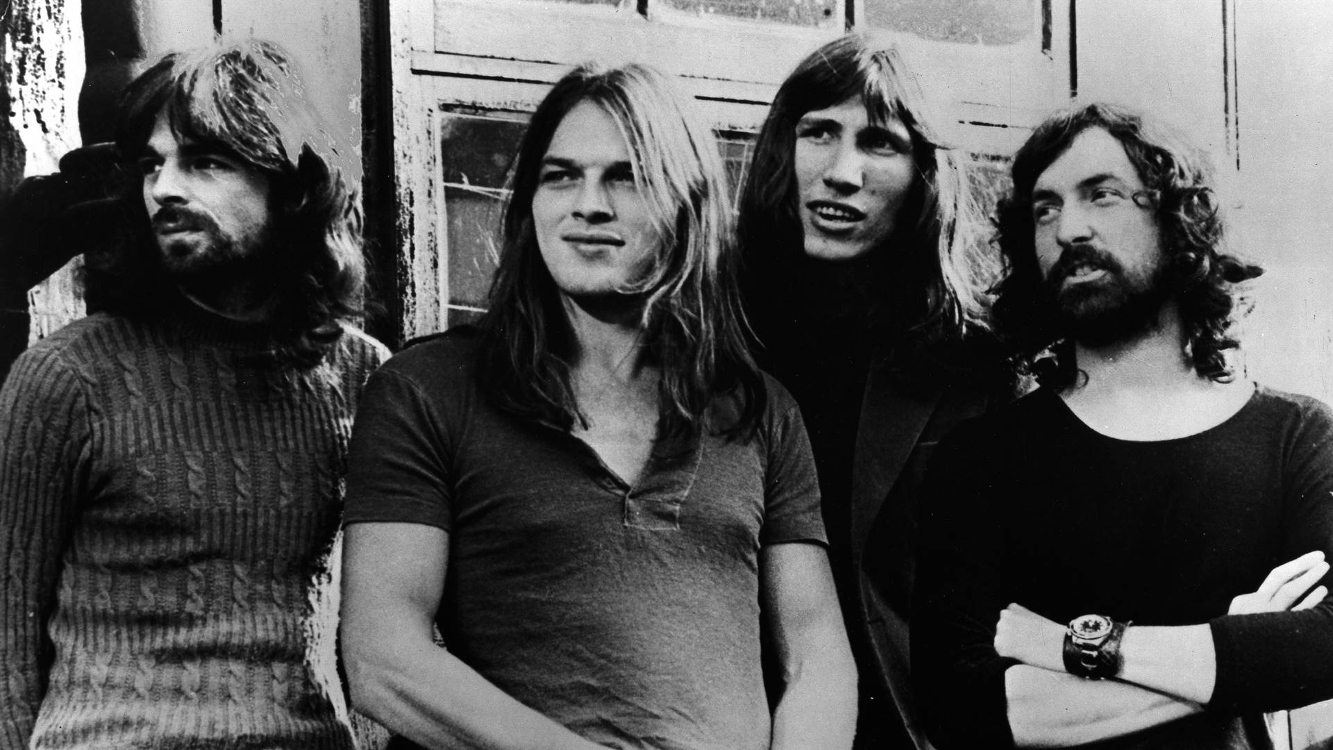 Pink Floyd em 1973 (E-D): Rick Wright, Dave Gilmour, Roger Waters e Nick Mason