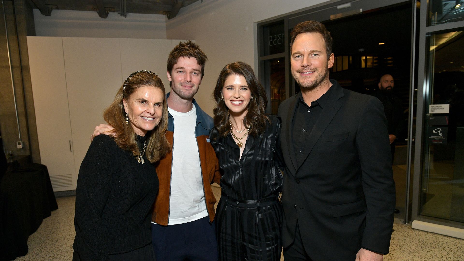 Maria Shriver, Patrick Schwarzenegger, Katherine Schwarzenegger e Chris Pratt