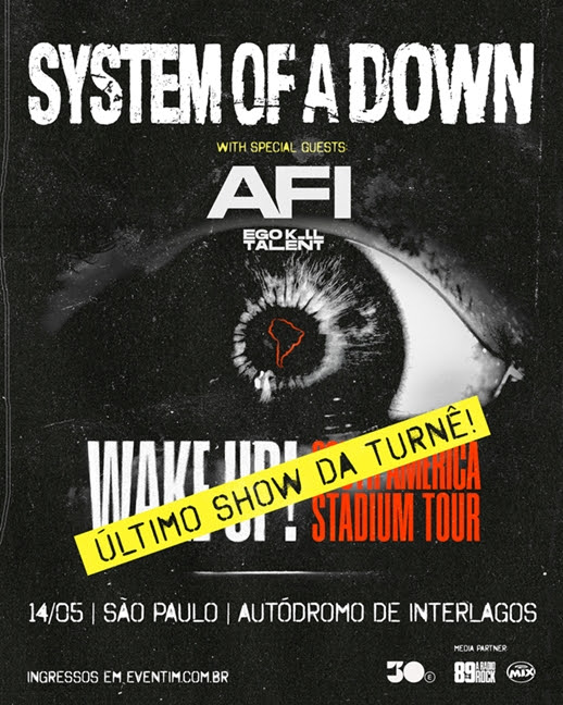 System of a Down anuncia show no Autódromo de Interlagos