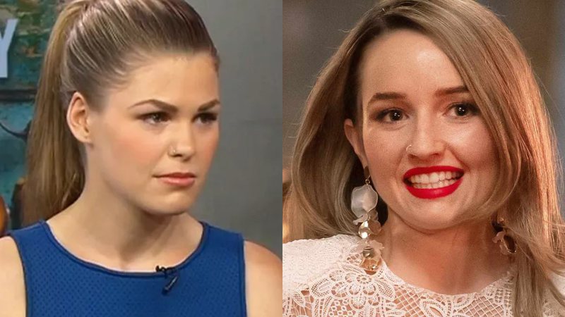 Verdadeira Belle Gibson e a atriz Kaitlyn Dever em Vinagre de Maça (Foto: Reprodução e Divulgação/Netflix)
