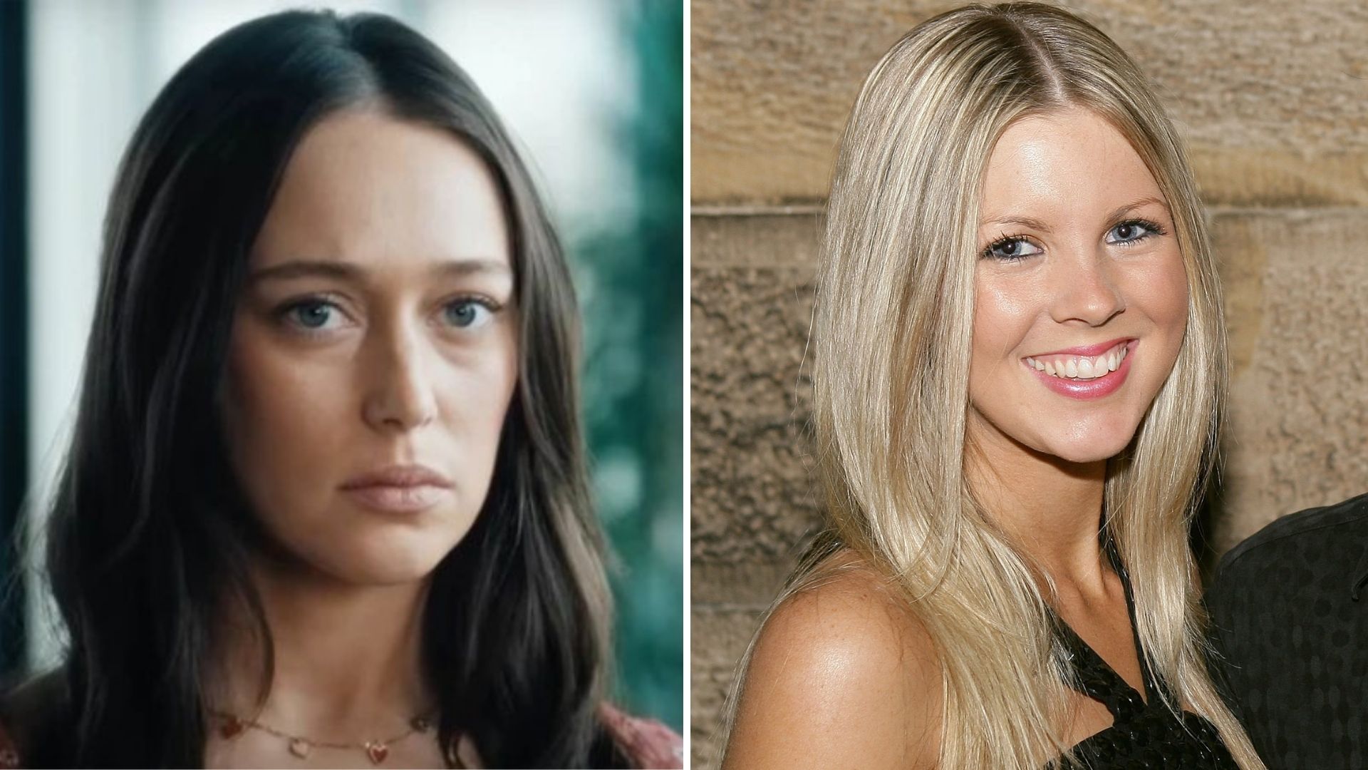 Alycia Debnam-Carey como Milla Blake e Jessica Ainscough (Foto: Divulgação/Netflix e Don Arnold/WireImage)