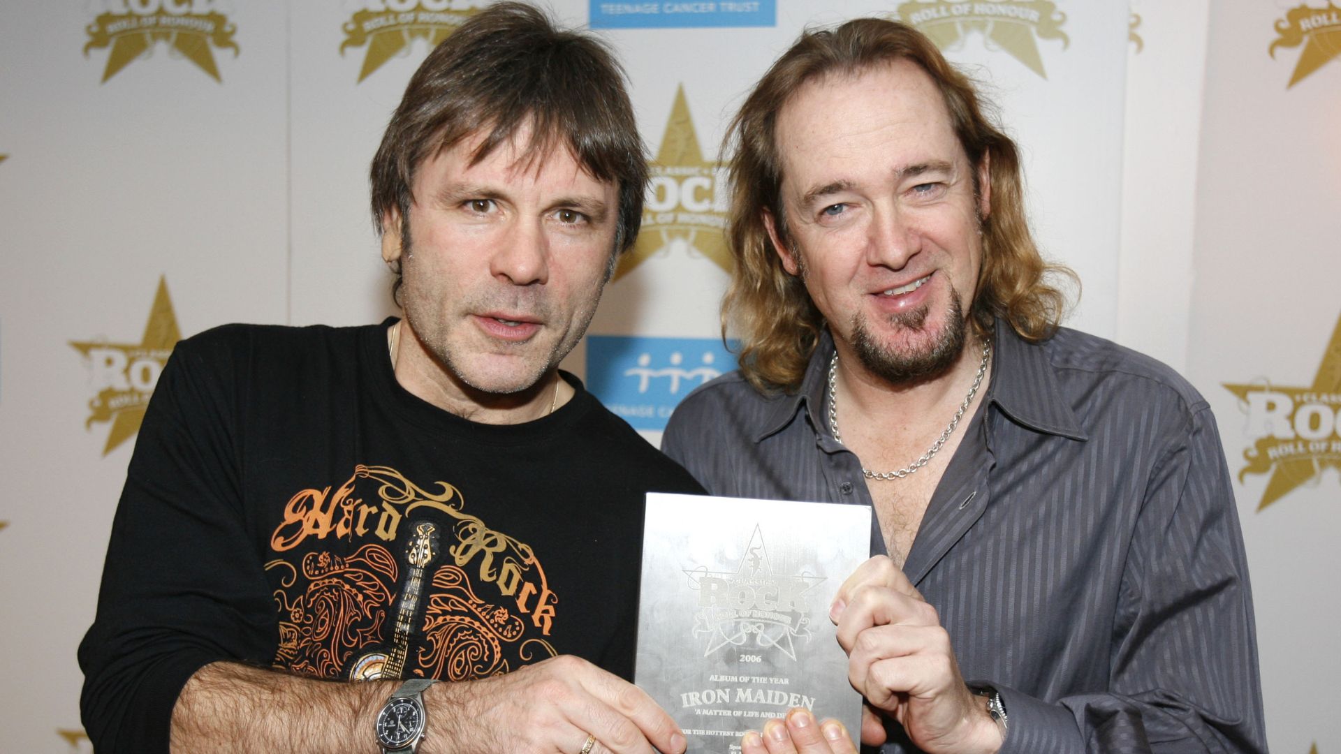 Bruce Dickinson e Adrian Smith, do Iron Maiden