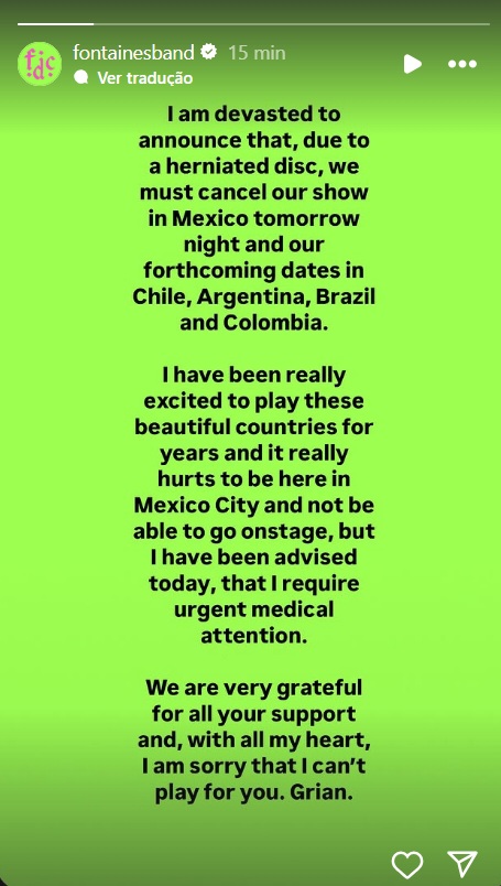 Fontaines D.C. cancela shows que faria no Lollapalooza Brasil 2025