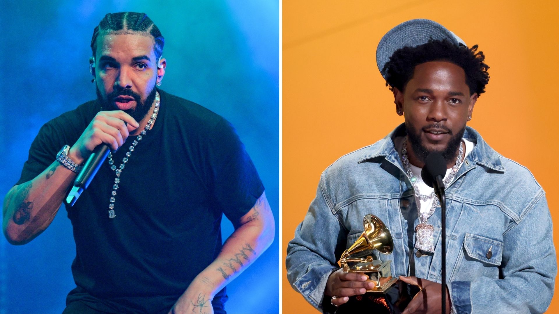 Drake e Kendrick Lamar (Foto: Prince Williams/Wireimage e Kevin Mazur/Getty Images)